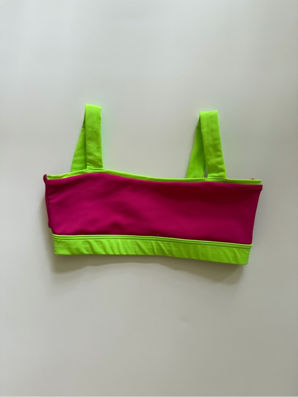 Tiger Friday Neon Pink & Lime Green Kids Dance Crop Top